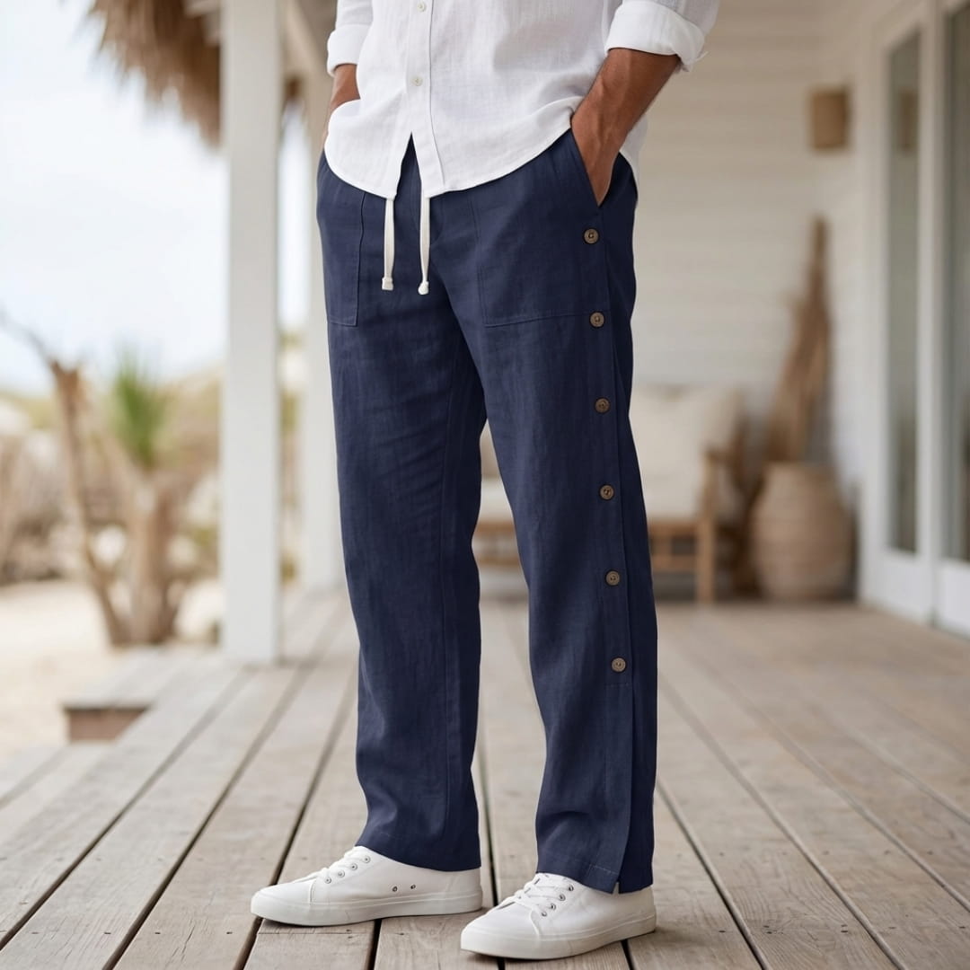 Santino Cotton Linen Lounge Pants — Relaxed Fit Breathable Casual Trousers