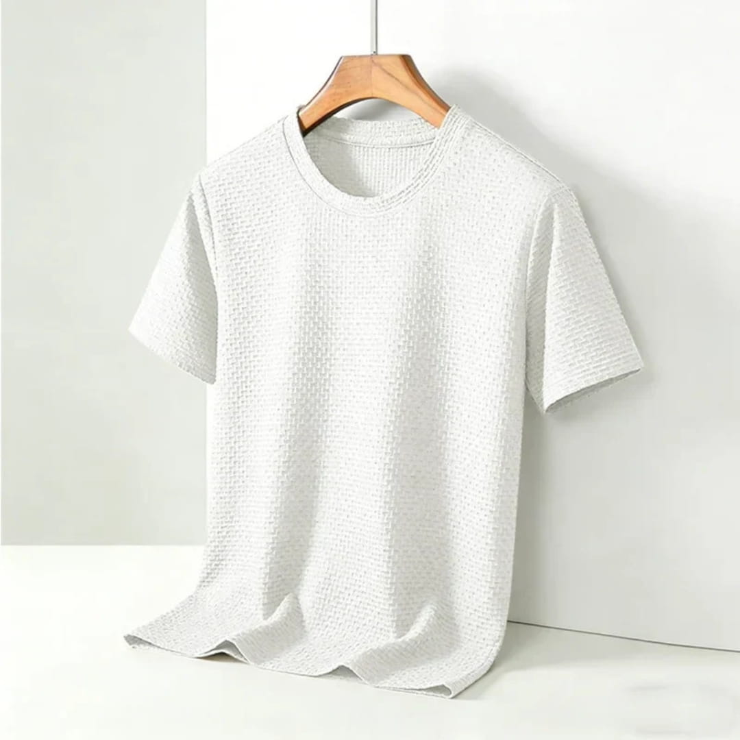 Klaus Textured Knit Crewneck T-Shirt – Lightweight Breathable Casual Shirt