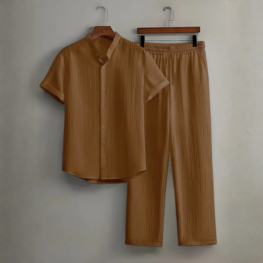 Trevor Premium Textured Summer Set — Lightweight Casual Shirt-Pants Outfit Set