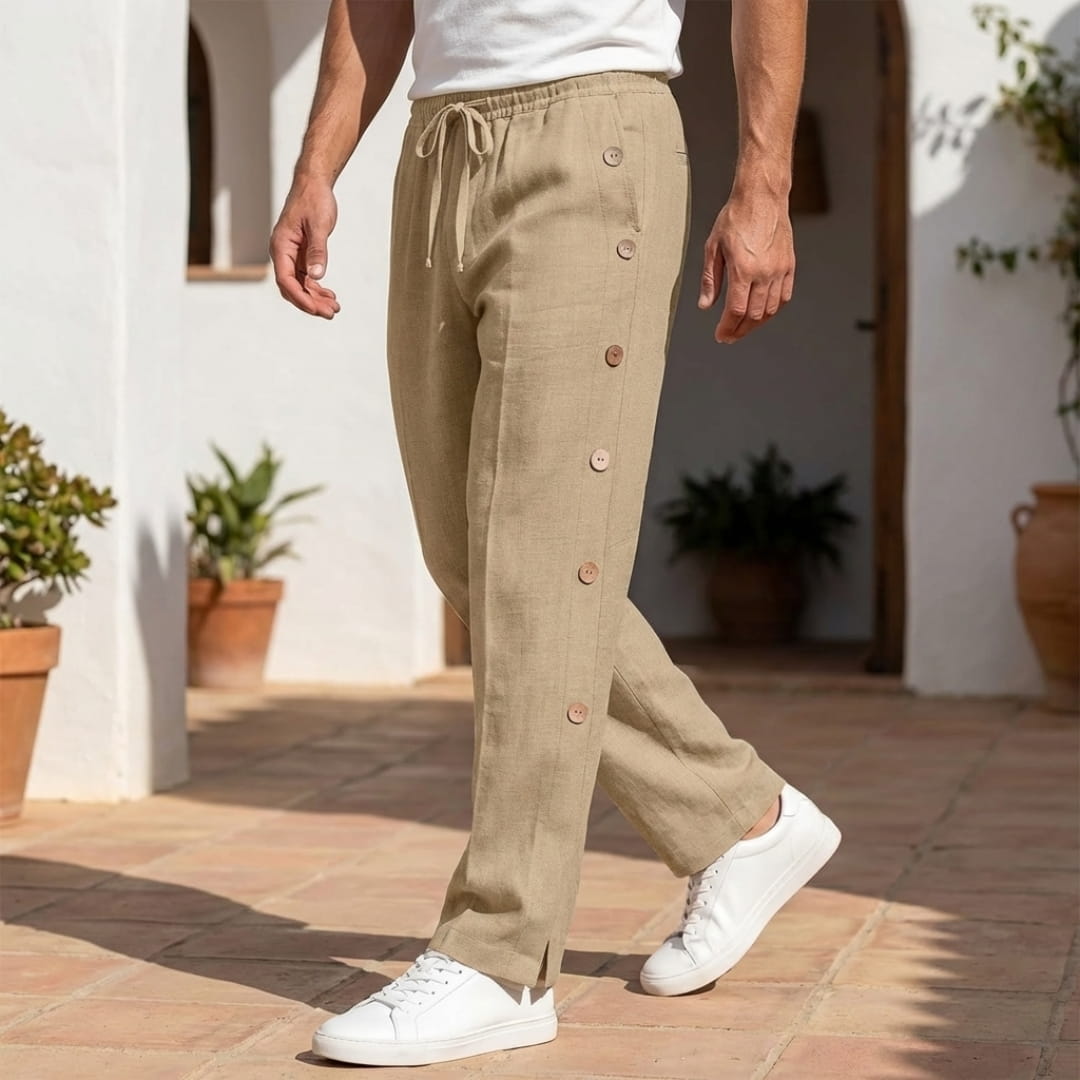 Santino Cotton Linen Lounge Pants — Relaxed Fit Breathable Casual Trousers