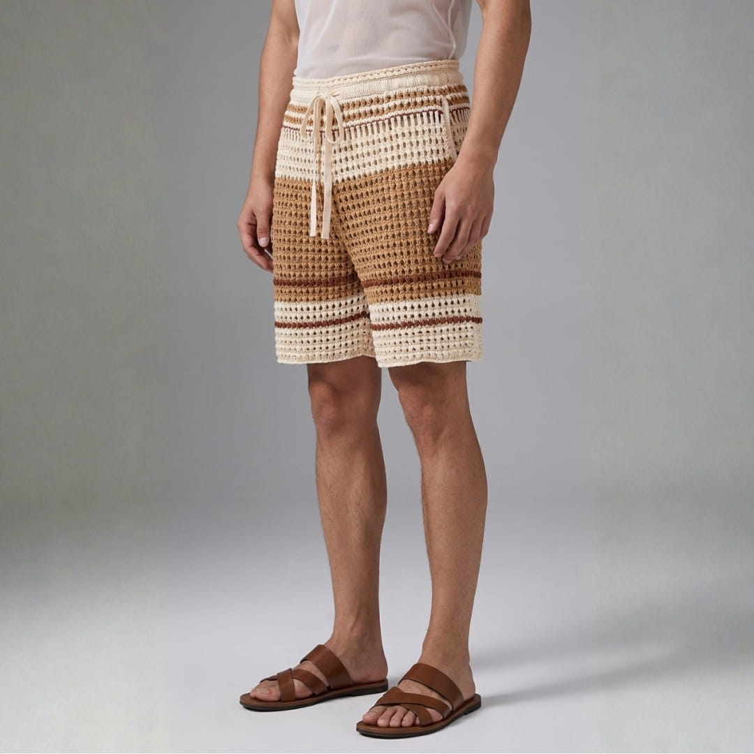 Ivan Braided Cotton Beach Shorts – Casual Summer Drawstring Shorts
