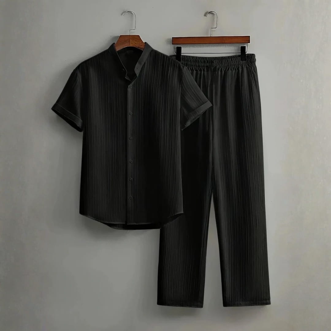 Trevor Premium Textured Summer Set — Lightweight Casual Shirt-Pants Outfit Set
