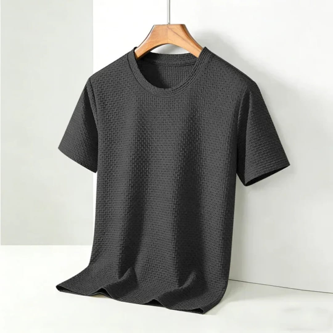 Klaus Textured Knit Crewneck T-Shirt – Lightweight Breathable Casual Shirt