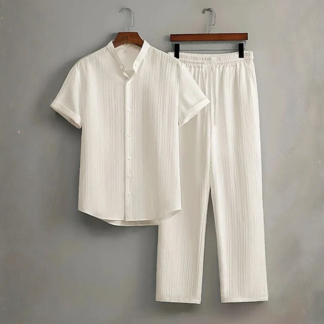 Trevor Premium Textured Summer Set — Lightweight Casual Shirt-Pants Outfit Set