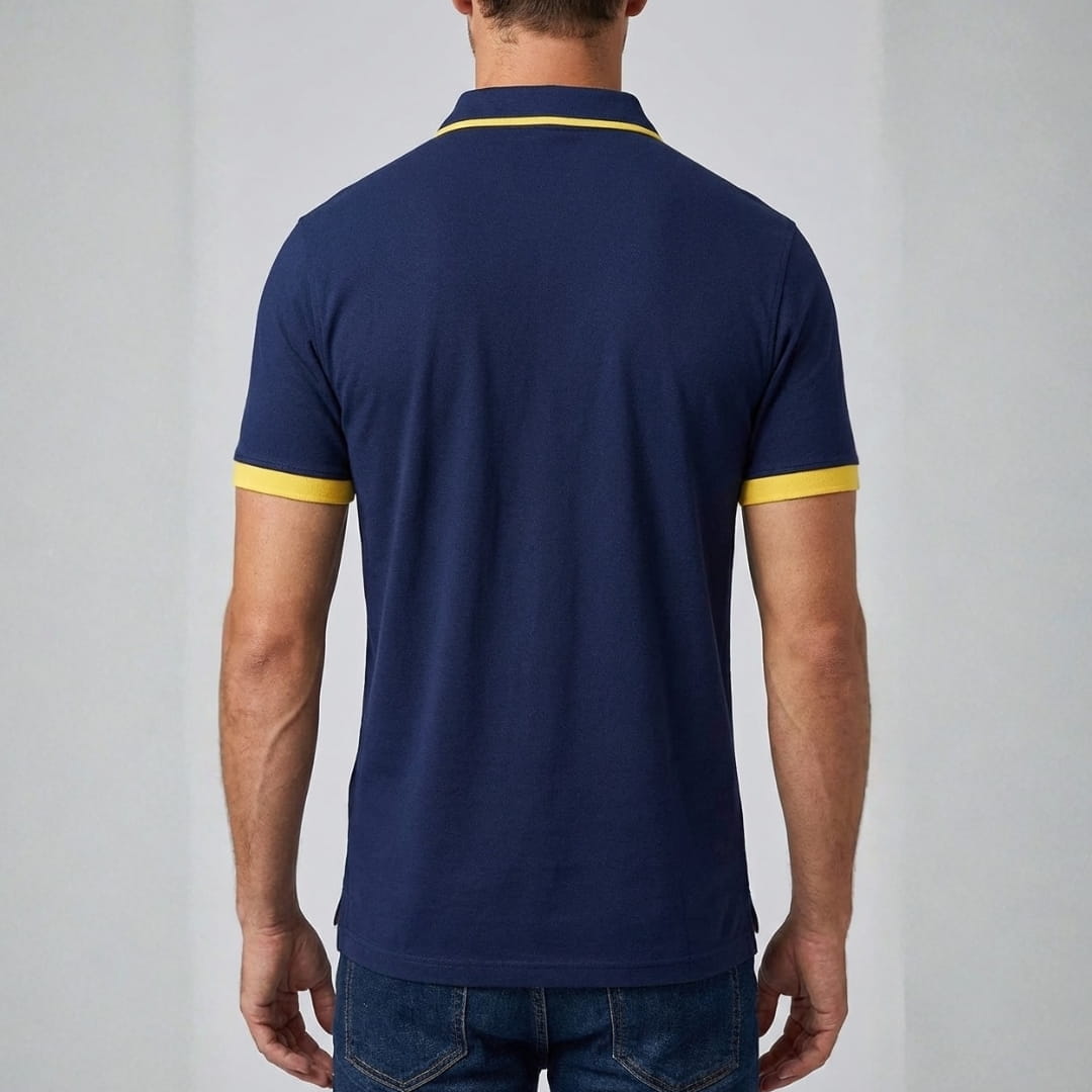 Gabriele Cotton Blend Polo Shirt — Contrast Color Casual Top