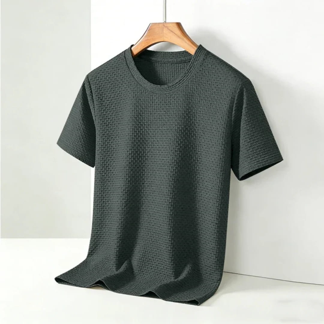 Klaus Textured Knit Crewneck T-Shirt – Lightweight Breathable Casual Shirt