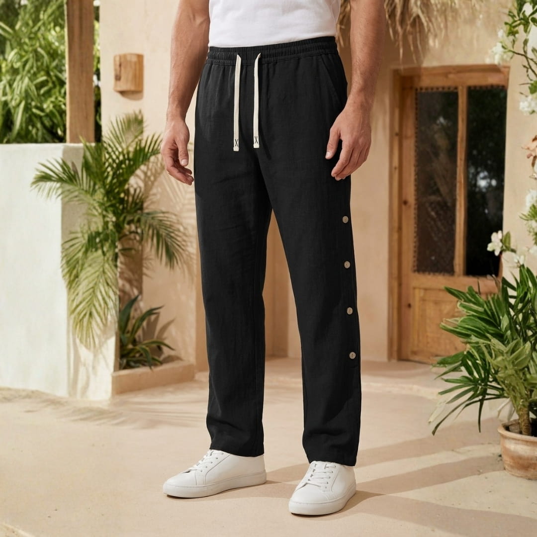 Santino Cotton Linen Lounge Pants — Relaxed Fit Breathable Casual Trousers