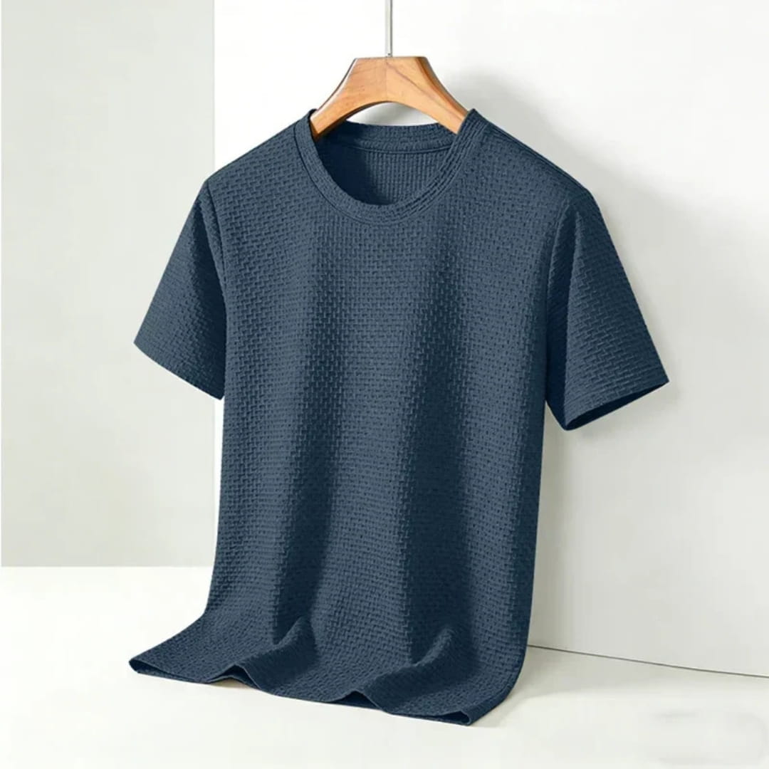 Klaus Textured Knit Crewneck T-Shirt – Lightweight Breathable Casual Shirt