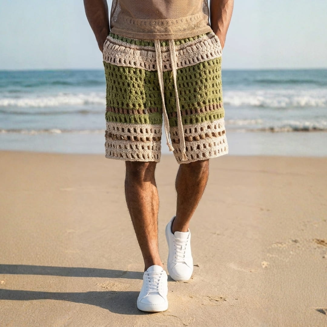 Ivan Braided Cotton Beach Shorts – Casual Summer Drawstring Shorts