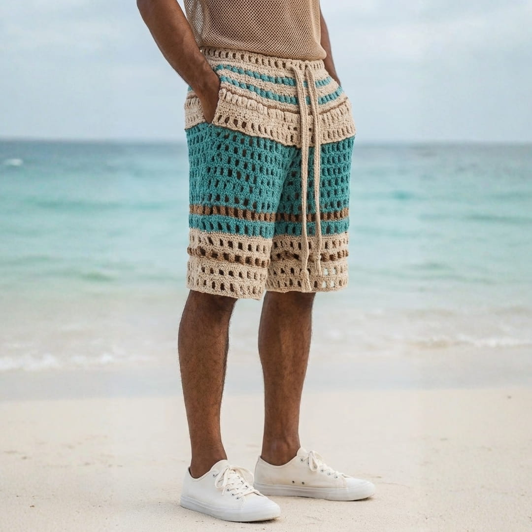 Ivan Braided Cotton Beach Shorts – Casual Summer Drawstring Shorts