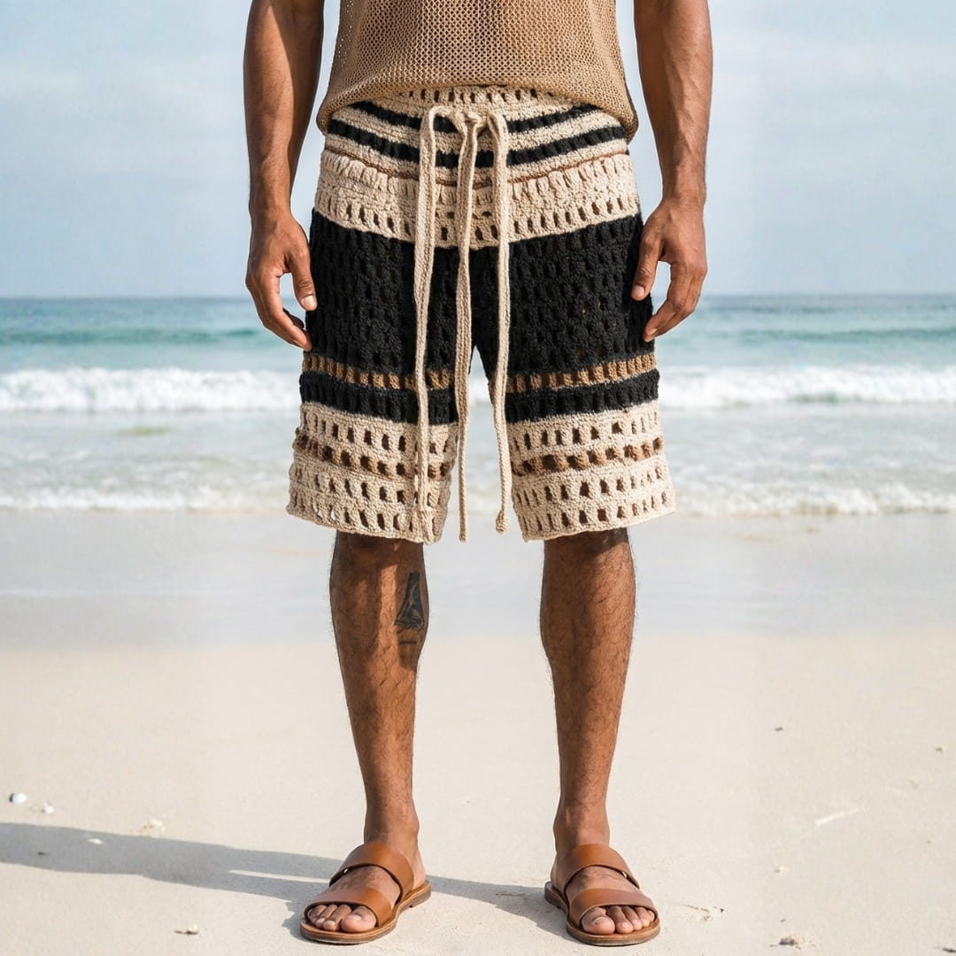 Ivan Braided Cotton Beach Shorts – Casual Summer Drawstring Shorts
