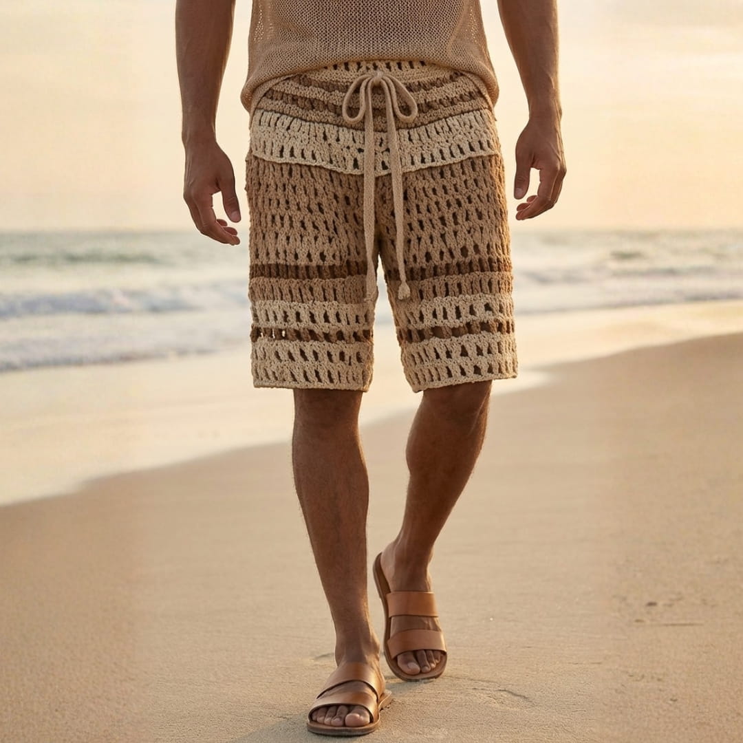 Ivan Braided Cotton Beach Shorts – Casual Summer Drawstring Shorts