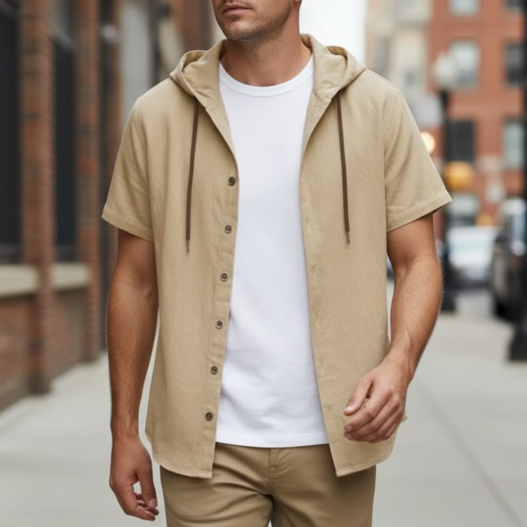 Mannuel Cotton Linen Hoodie Shirt — Relaxed Fit Soft Casual Layer