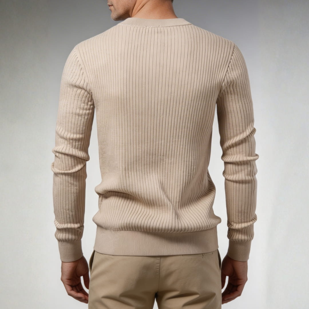 Paulo Rib Knit Henley Shirt – Stretch Casual Long Sleeve Smart Fit
