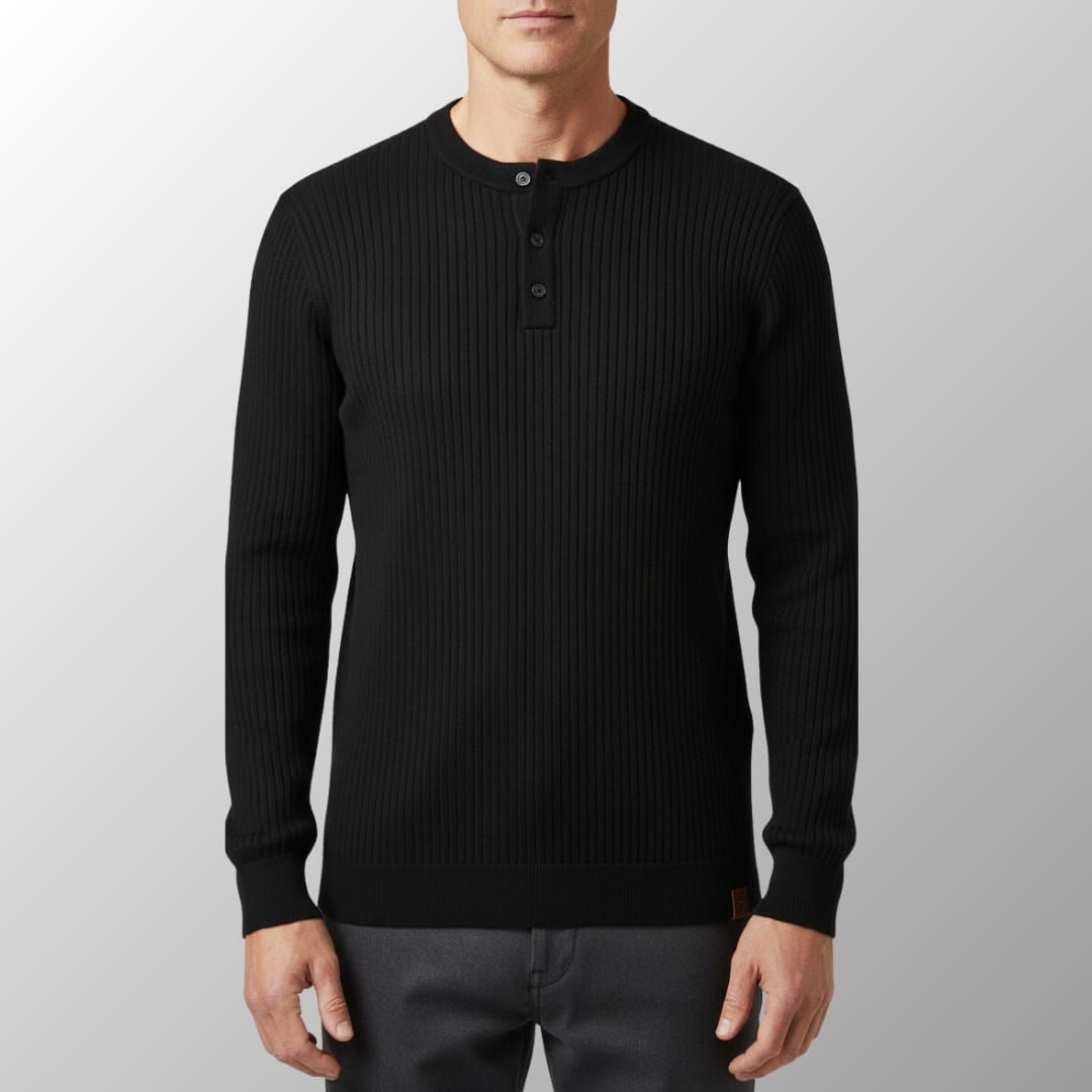 Paulo Rib Knit Henley Shirt – Stretch Casual Long Sleeve Smart Fit