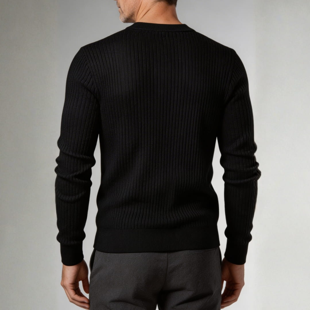 Paulo Rib Knit Henley Shirt – Stretch Casual Long Sleeve Smart Fit