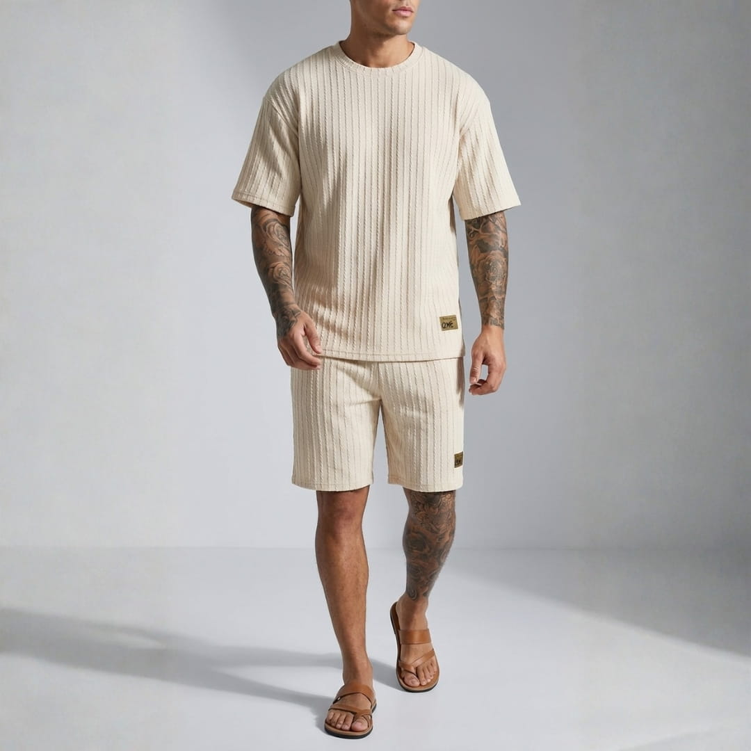 Pietro Cable Knit Co-Ord Set — Textured Relaxed Fit Two-Piece Outfit