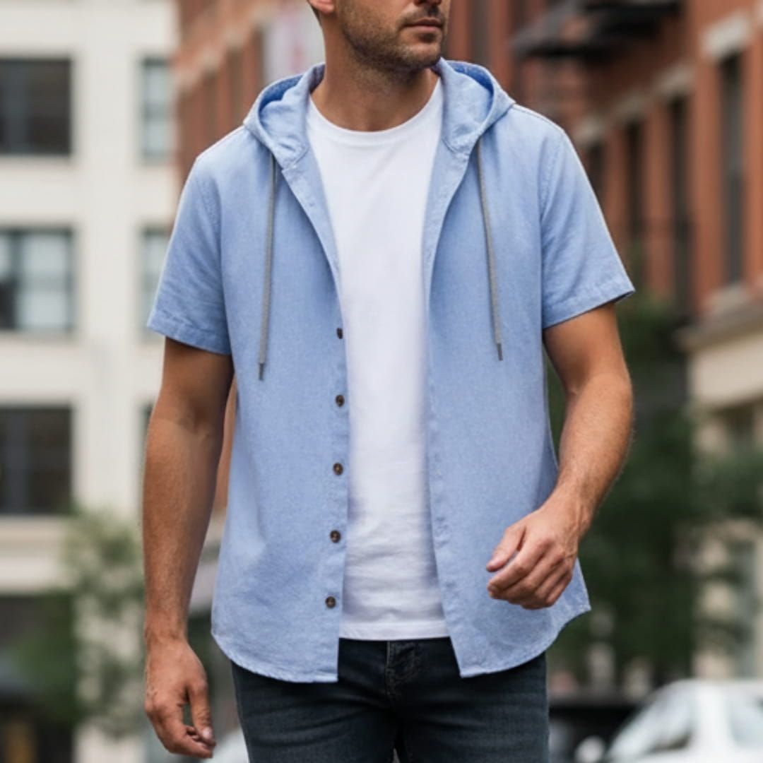 Mannuel Cotton Linen Hoodie Shirt — Relaxed Fit Soft Casual Layer