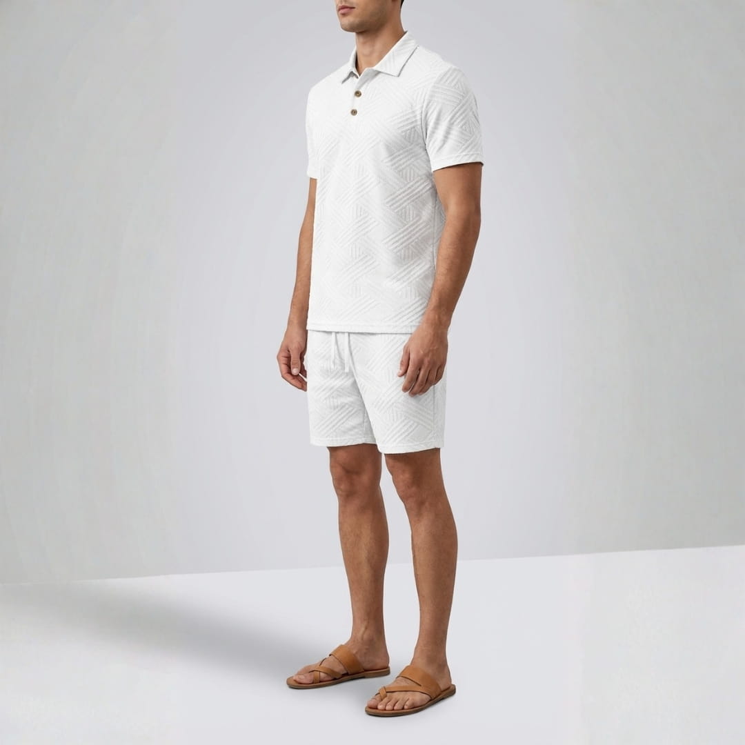 Kenneth Textured Summer Two-Piece Set — Casual Shirt Shorts Outfit Set