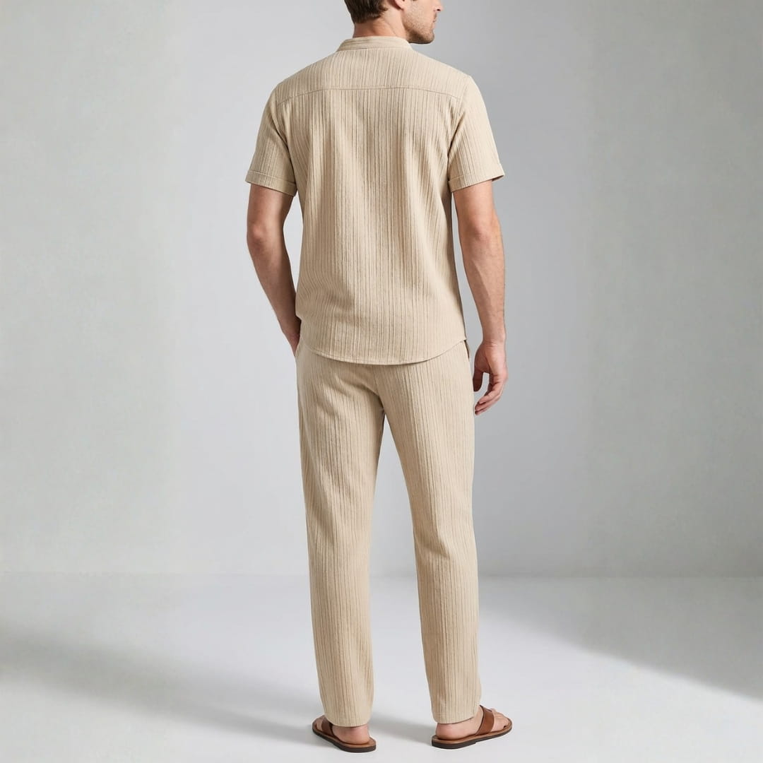 Trevor Premium Textured Summer Set — Lightweight Casual Shirt-Pants Outfit Set