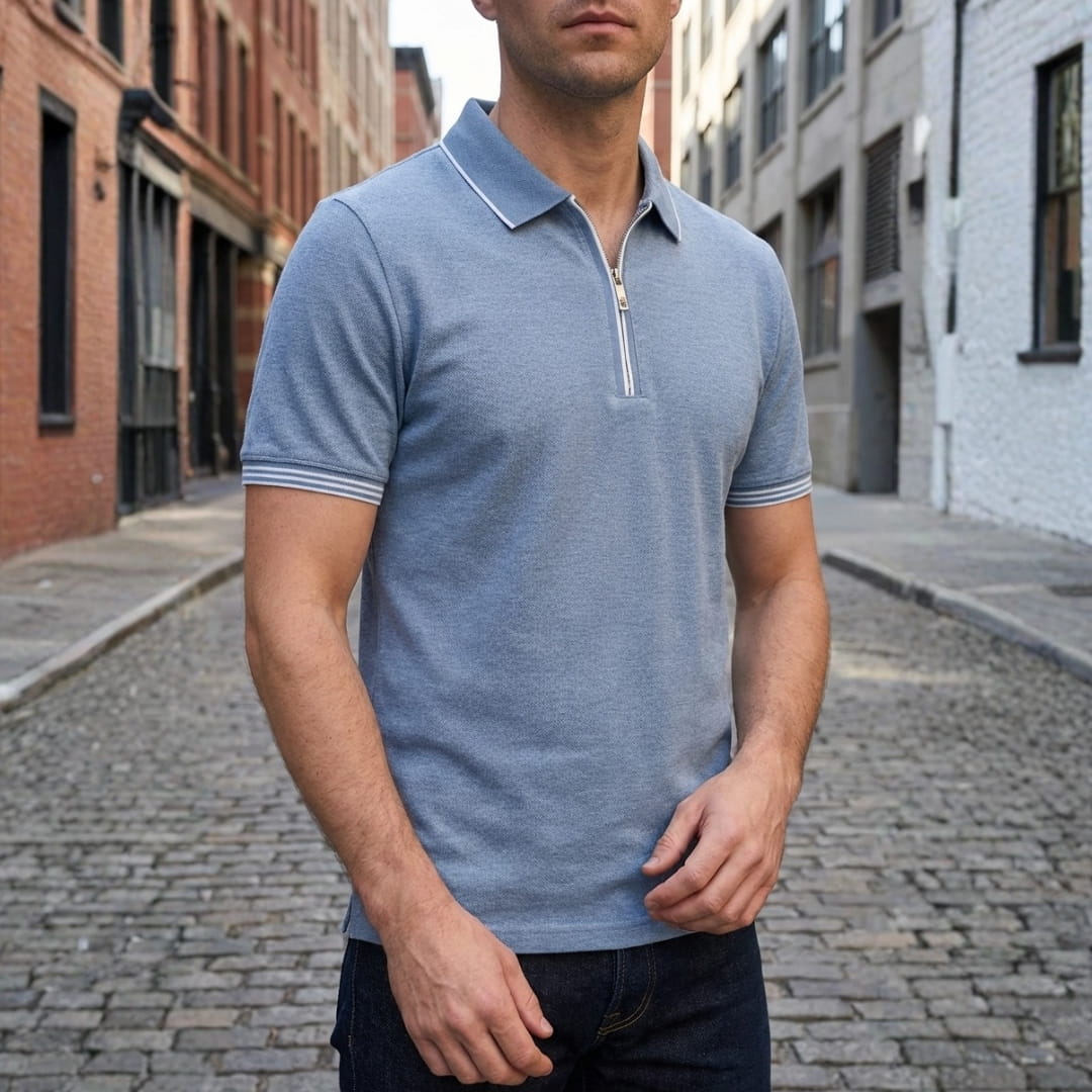 Eric Performance Quarter Zip Polo Shirt – Stretch Smart Fit Casual Shirt