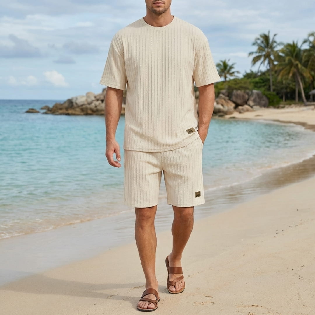 Pietro Cable Knit Co-Ord Set — Textured Relaxed Fit Two-Piece Outfit