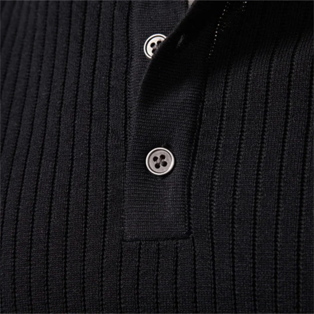 Paulo Rib Knit Henley Shirt – Stretch Casual Long Sleeve Smart Fit