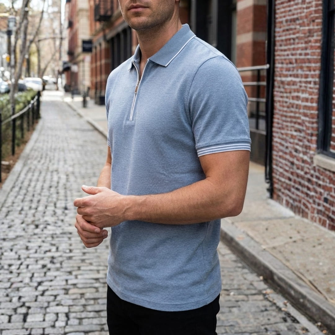 Eric Performance Quarter Zip Polo Shirt – Stretch Smart Fit Casual Shirt