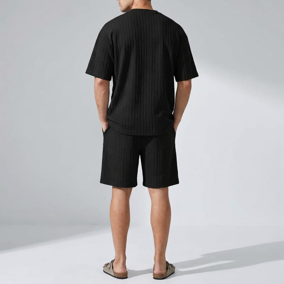 Pietro Cable Knit Co-Ord Set — Textured Relaxed Fit Two-Piece Outfit