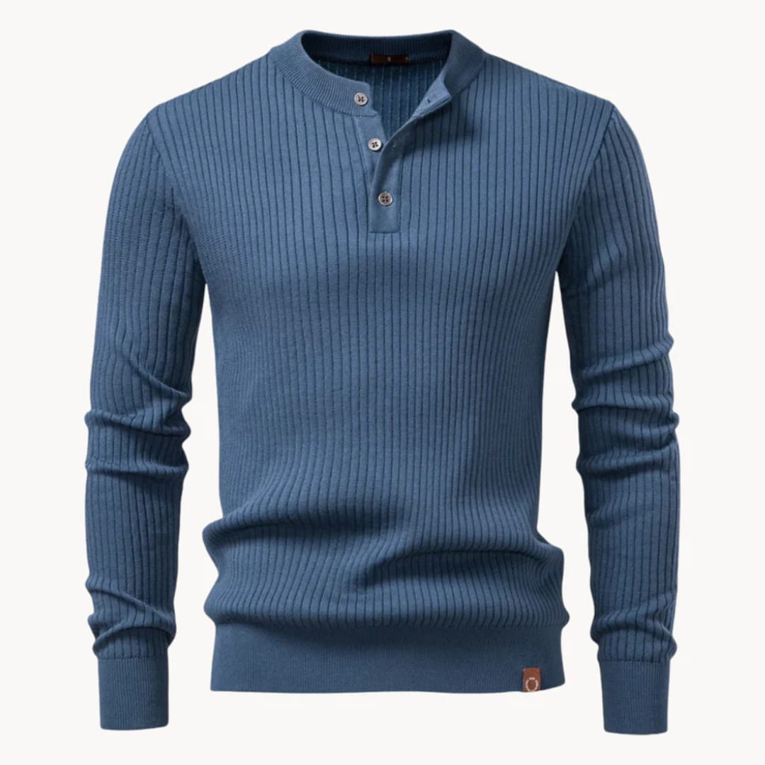 Paulo Rib Knit Henley Shirt – Stretch Casual Long Sleeve Smart Fit