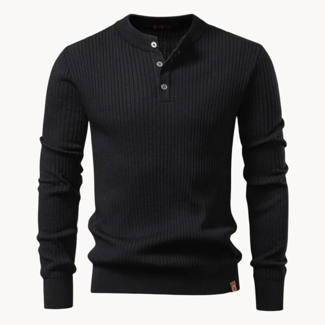 Paulo Rib Knit Henley Shirt – Stretch Casual Long Sleeve Smart Fit