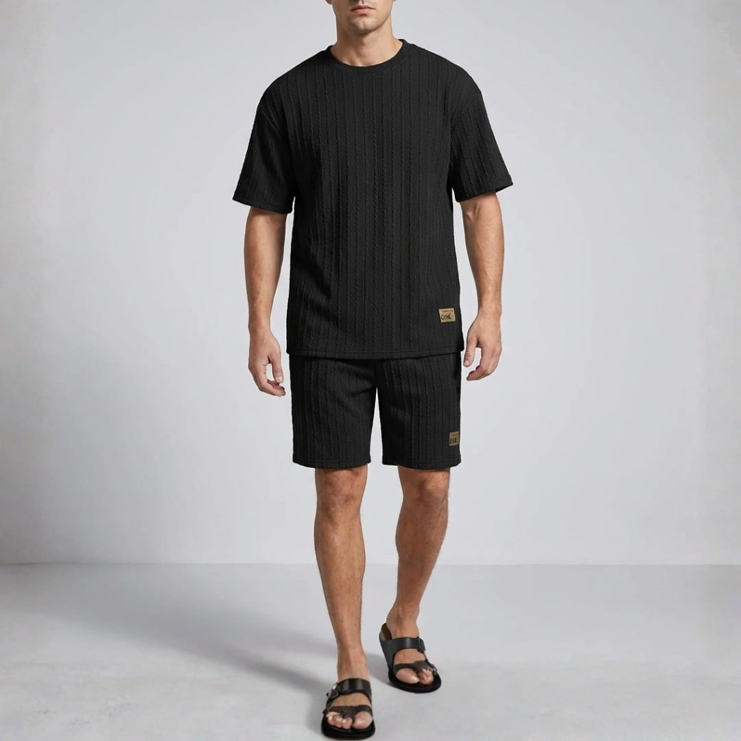 Pietro Cable Knit Co-Ord Set — Textured Relaxed Fit Two-Piece Outfit