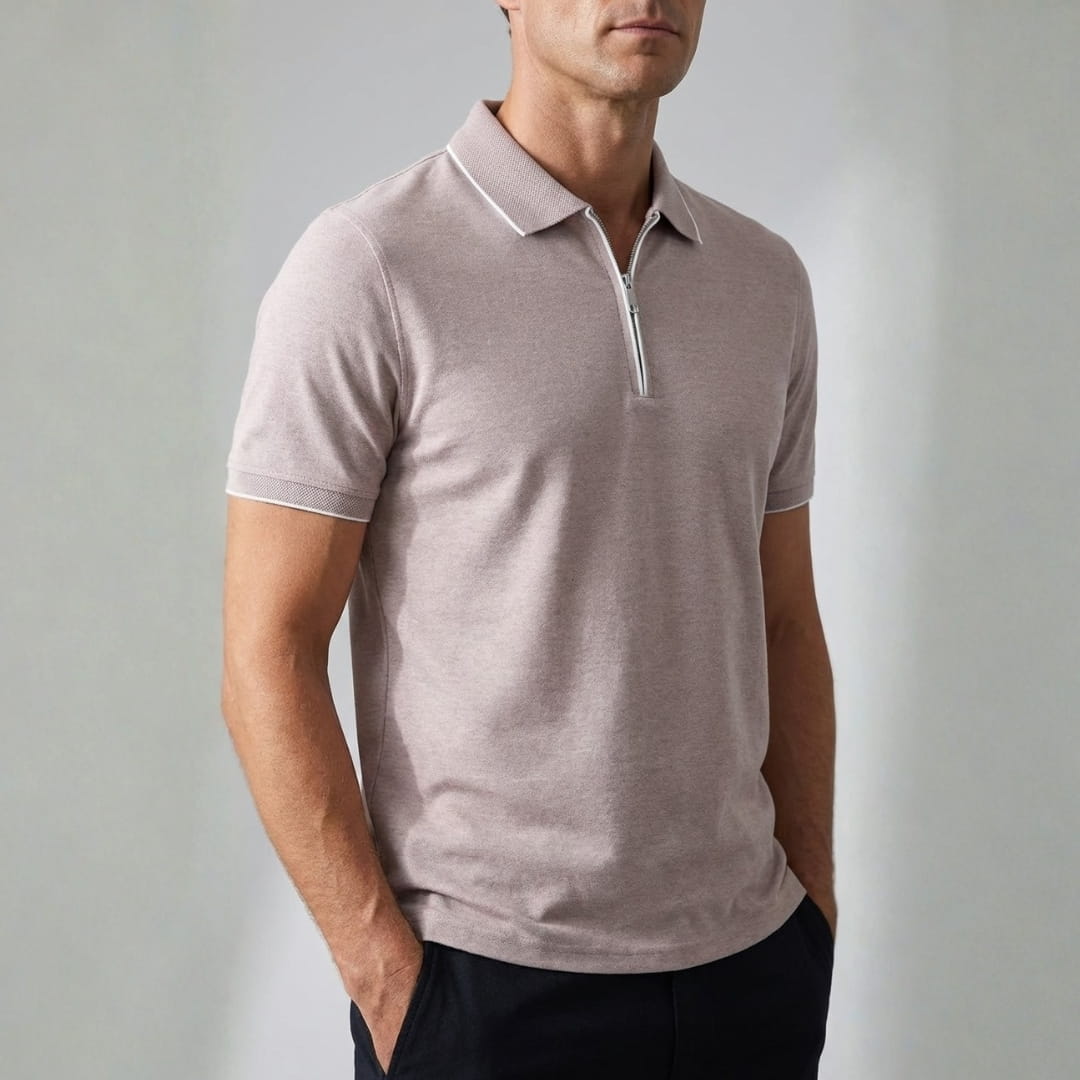 Eric Performance Quarter Zip Polo Shirt – Stretch Smart Fit Casual Shirt