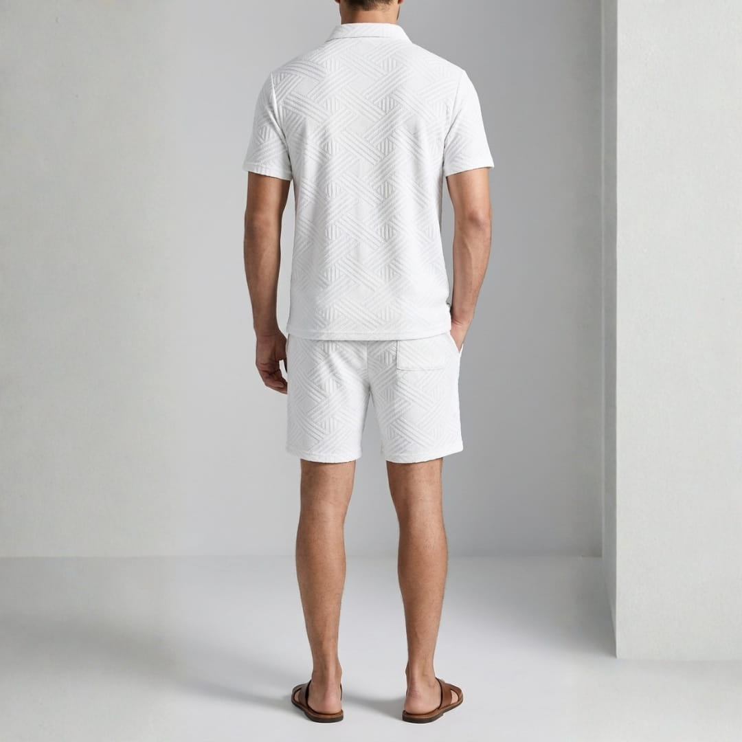 Kenneth Textured Summer Two-Piece Set — Casual Shirt Shorts Outfit Set
