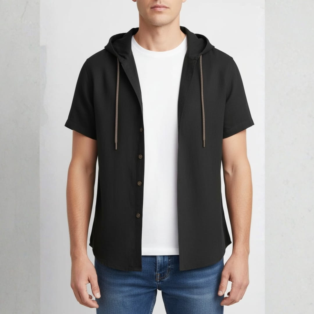 Mannuel Cotton Linen Hoodie Shirt — Relaxed Fit Soft Casual Layer