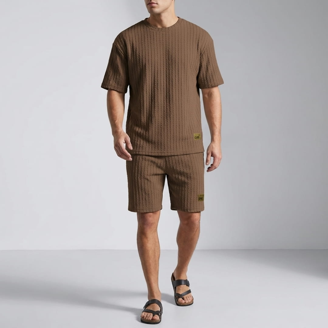 Pietro Cable Knit Co-Ord Set — Textured Relaxed Fit Two-Piece Outfit