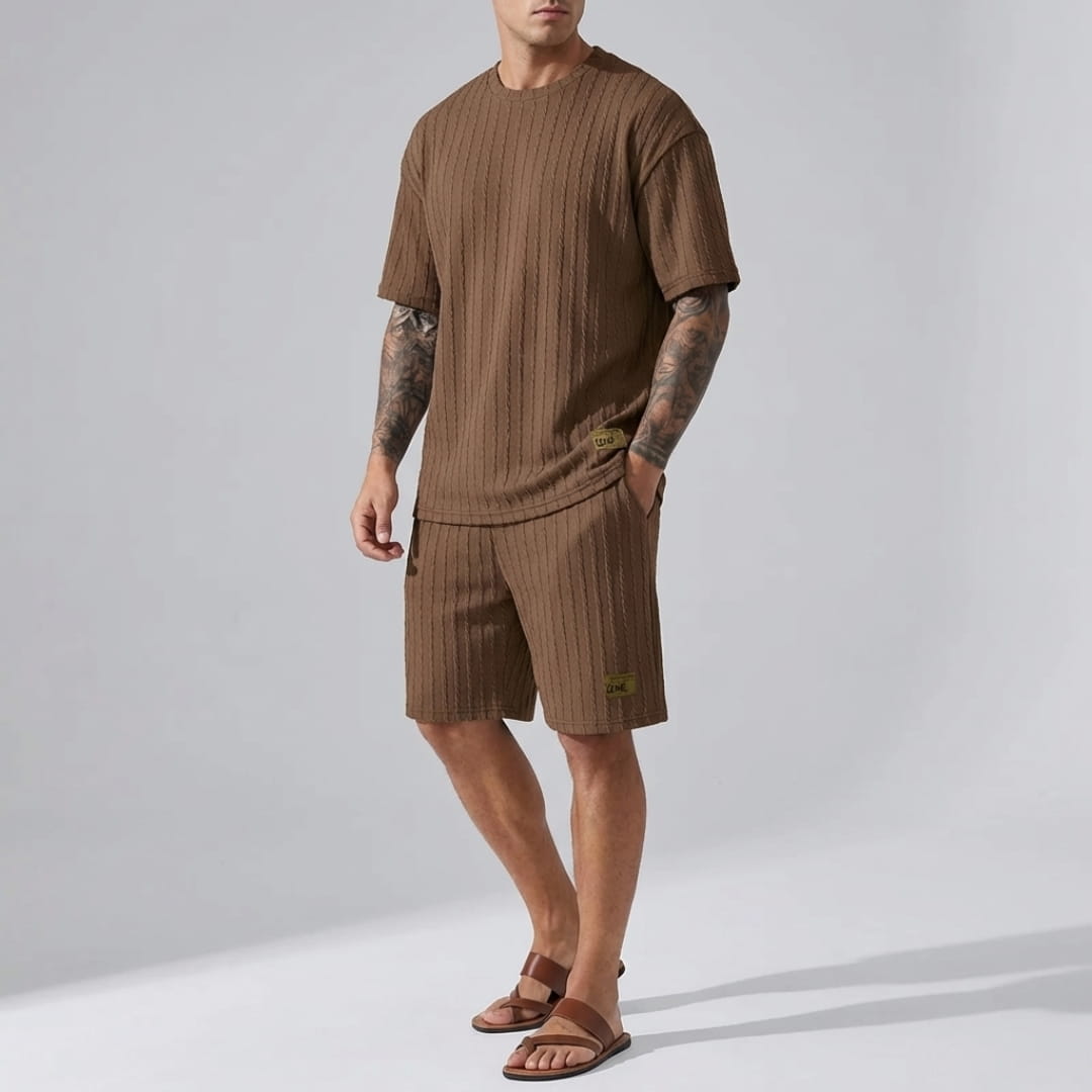 Pietro Cable Knit Co-Ord Set — Textured Relaxed Fit Two-Piece Outfit