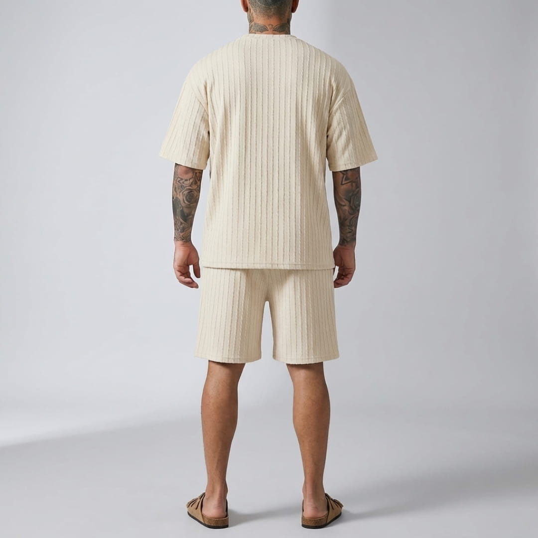 Pietro Cable Knit Co-Ord Set — Textured Relaxed Fit Two-Piece Outfit