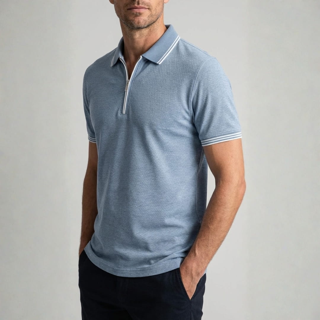 Eric Performance Quarter Zip Polo Shirt – Stretch Smart Fit Casual Shirt