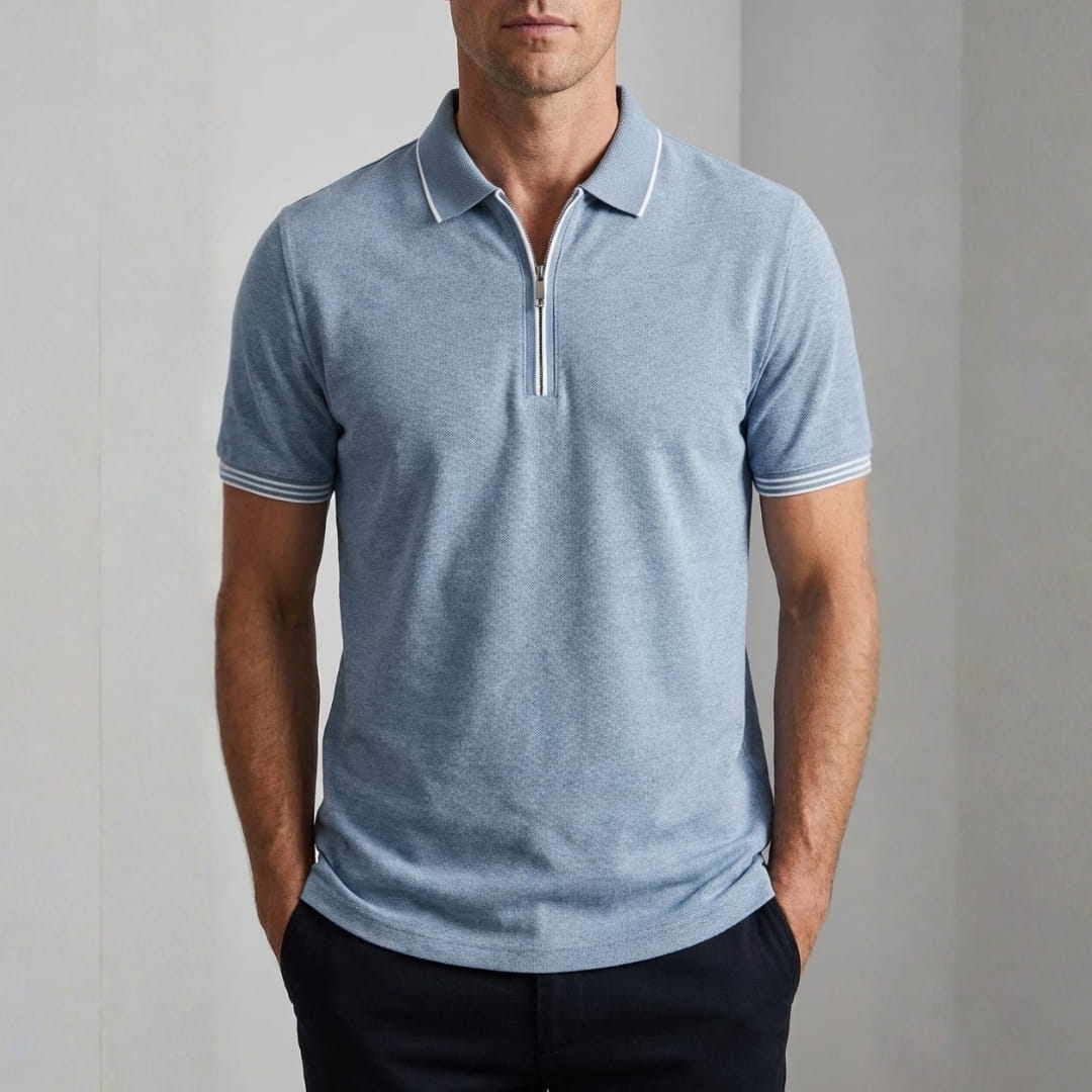Eric Performance Quarter Zip Polo Shirt – Stretch Smart Fit Casual Shirt