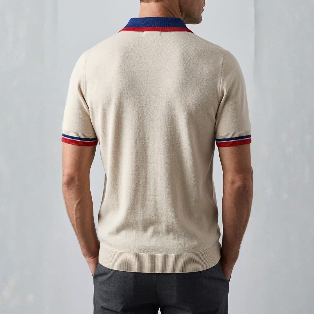George Knit Performance Polo Shirt — Contrast Stripe Casual Shirt