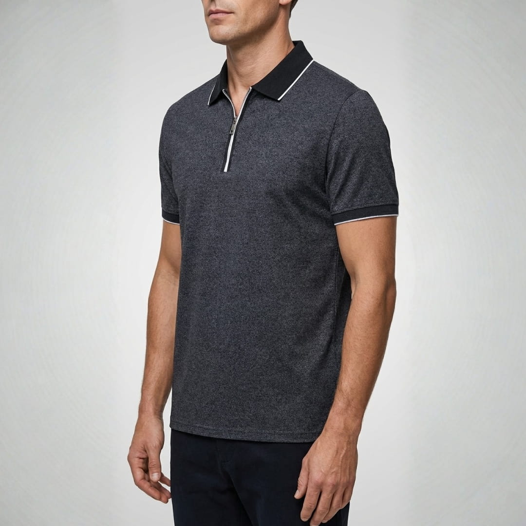 Eric Performance Quarter Zip Polo Shirt – Stretch Smart Fit Casual Shirt