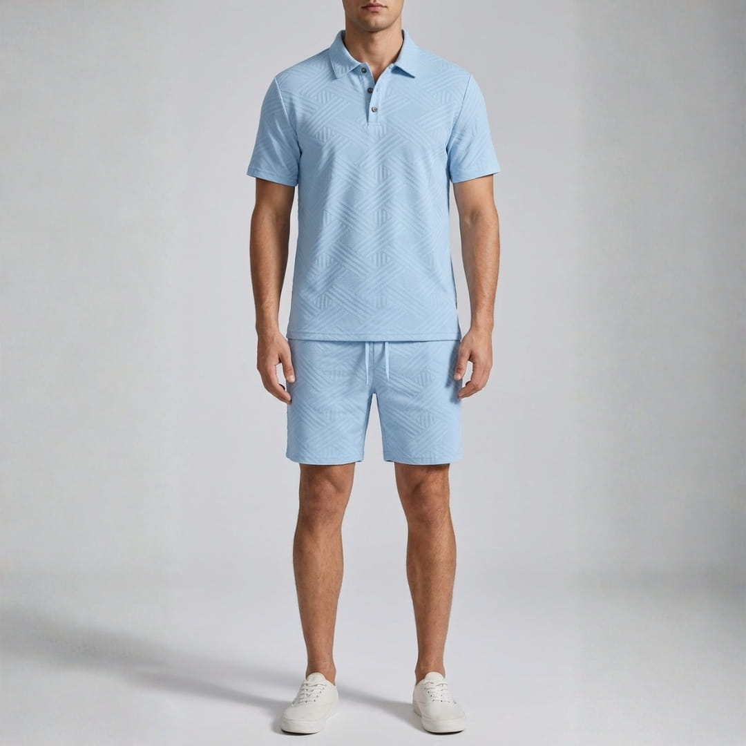 Kenneth Textured Summer Two-Piece Set — Casual Shirt Shorts Outfit Set