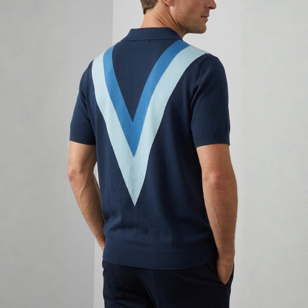 Raffy Fine-Knit Polo Shirt — Lightweight V-Neck Casual Shirt