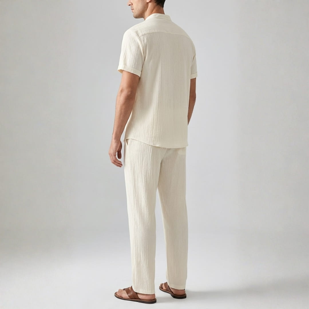 Trevor Premium Textured Summer Set — Lightweight Casual Shirt-Pants Outfit Set