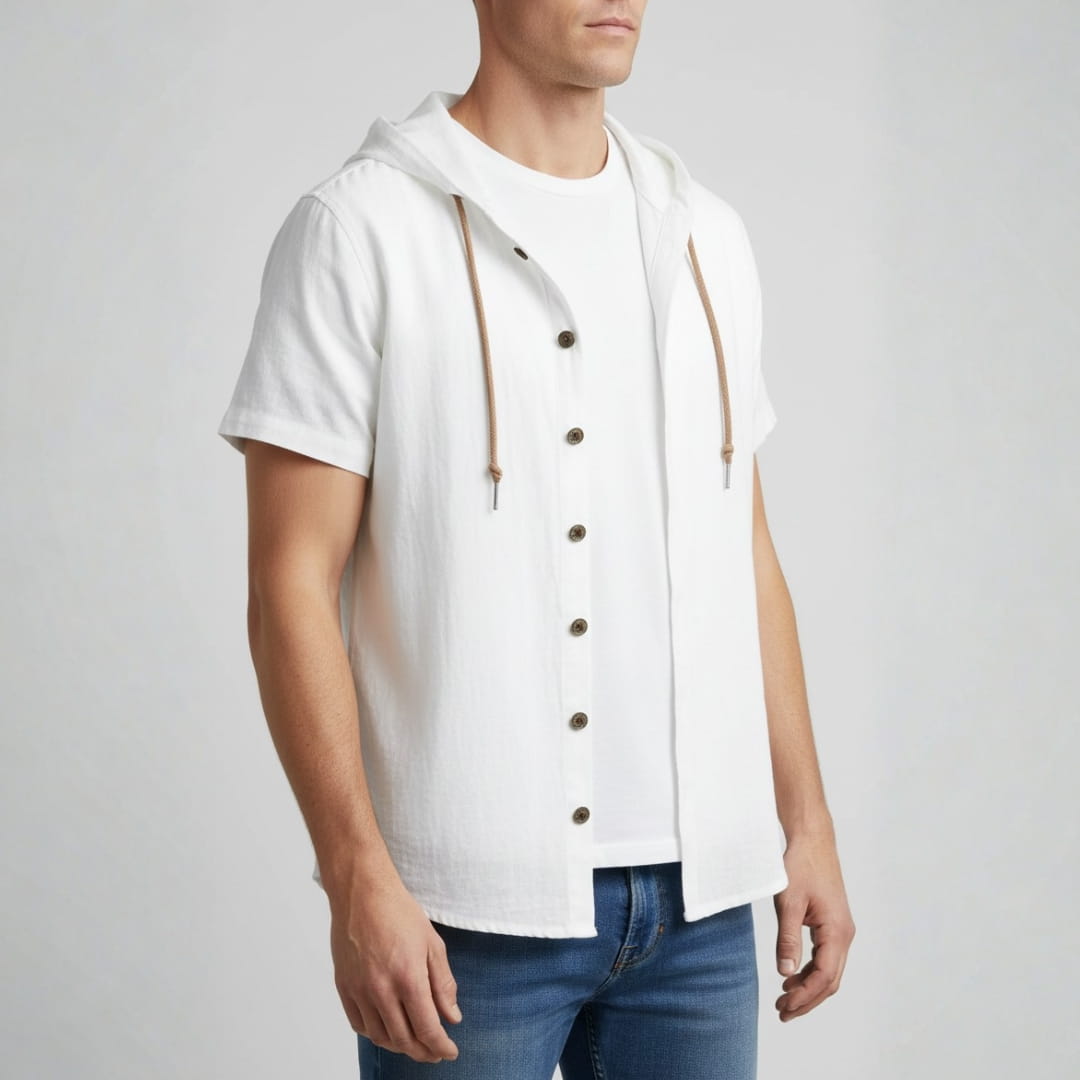 Mannuel Cotton Linen Hoodie Shirt — Relaxed Fit Soft Casual Layer