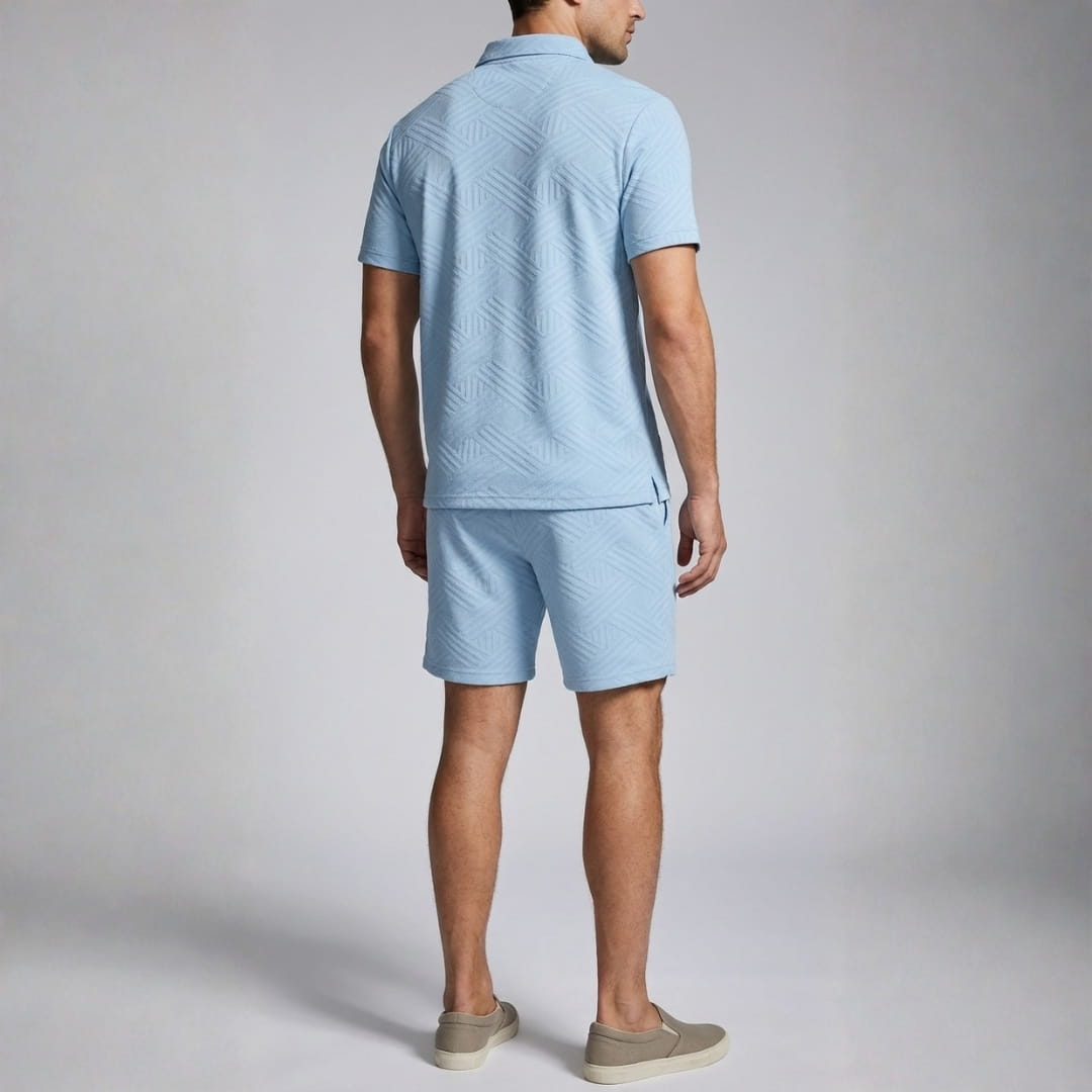 Kenneth Textured Summer Two-Piece Set — Casual Shirt Shorts Outfit Set
