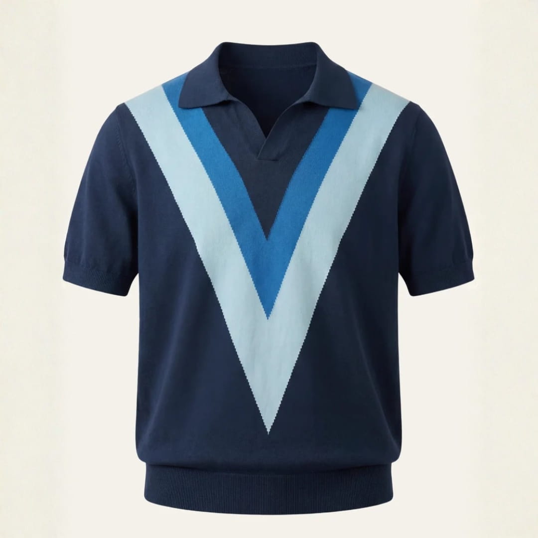 Raffy Fine-Knit Polo Shirt — Lightweight V-Neck Casual Shirt