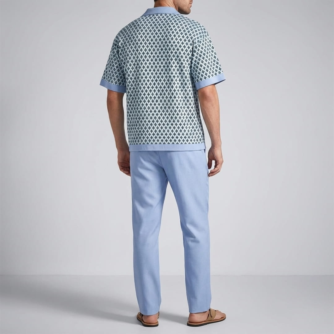 Vincenzo Geometric Pattern Co-Ord Set — Lightweight Casual Two-Piece Outfit
