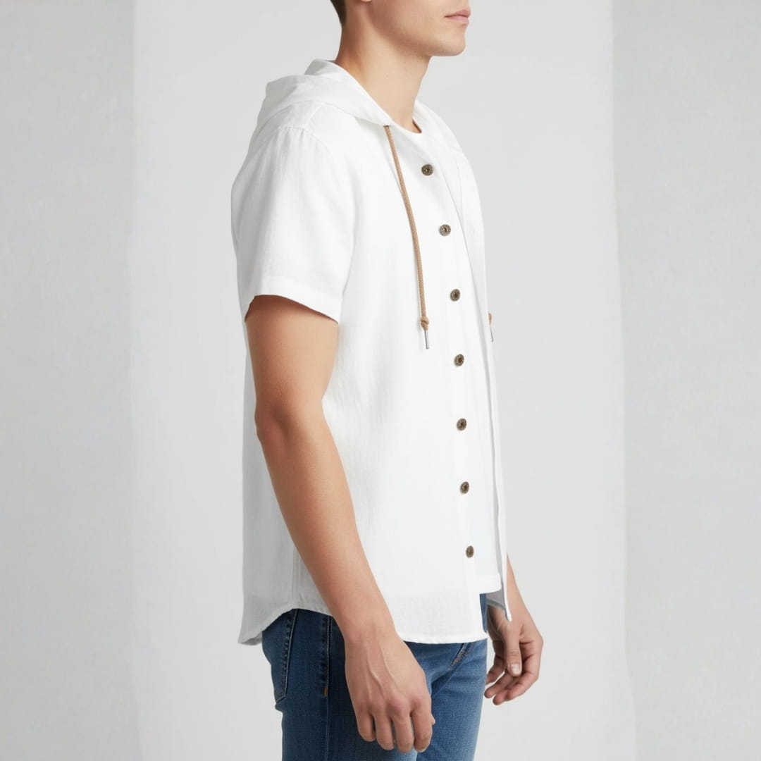 Mannuel Cotton Linen Hoodie Shirt — Relaxed Fit Soft Casual Layer